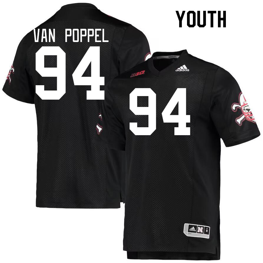 Youth #94 Riley Van Poppel Nebraska Cornhuskers College Football Jerseys Stitched Sale-Black - Click Image to Close